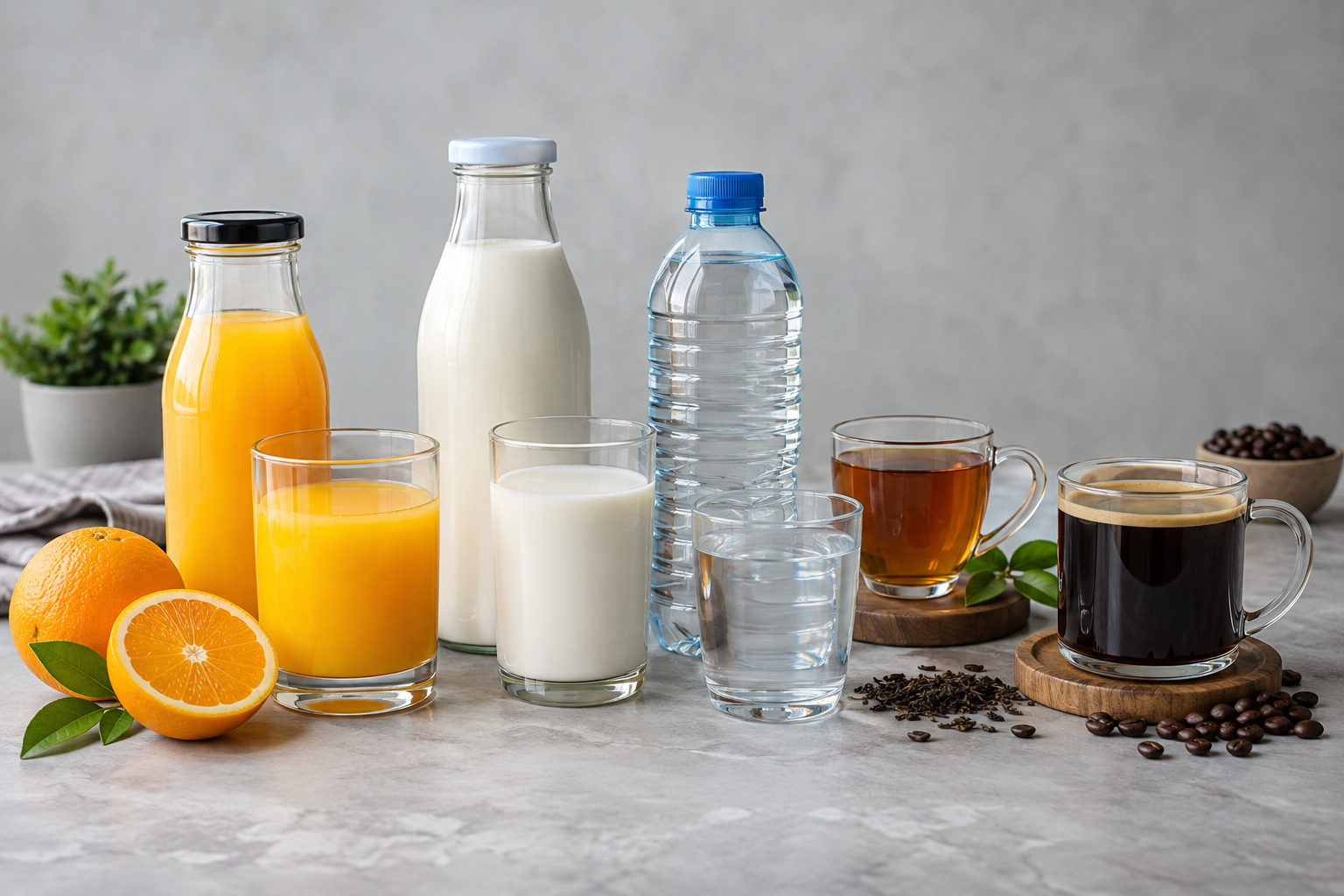 Illustrative assortment of everyday beverages
