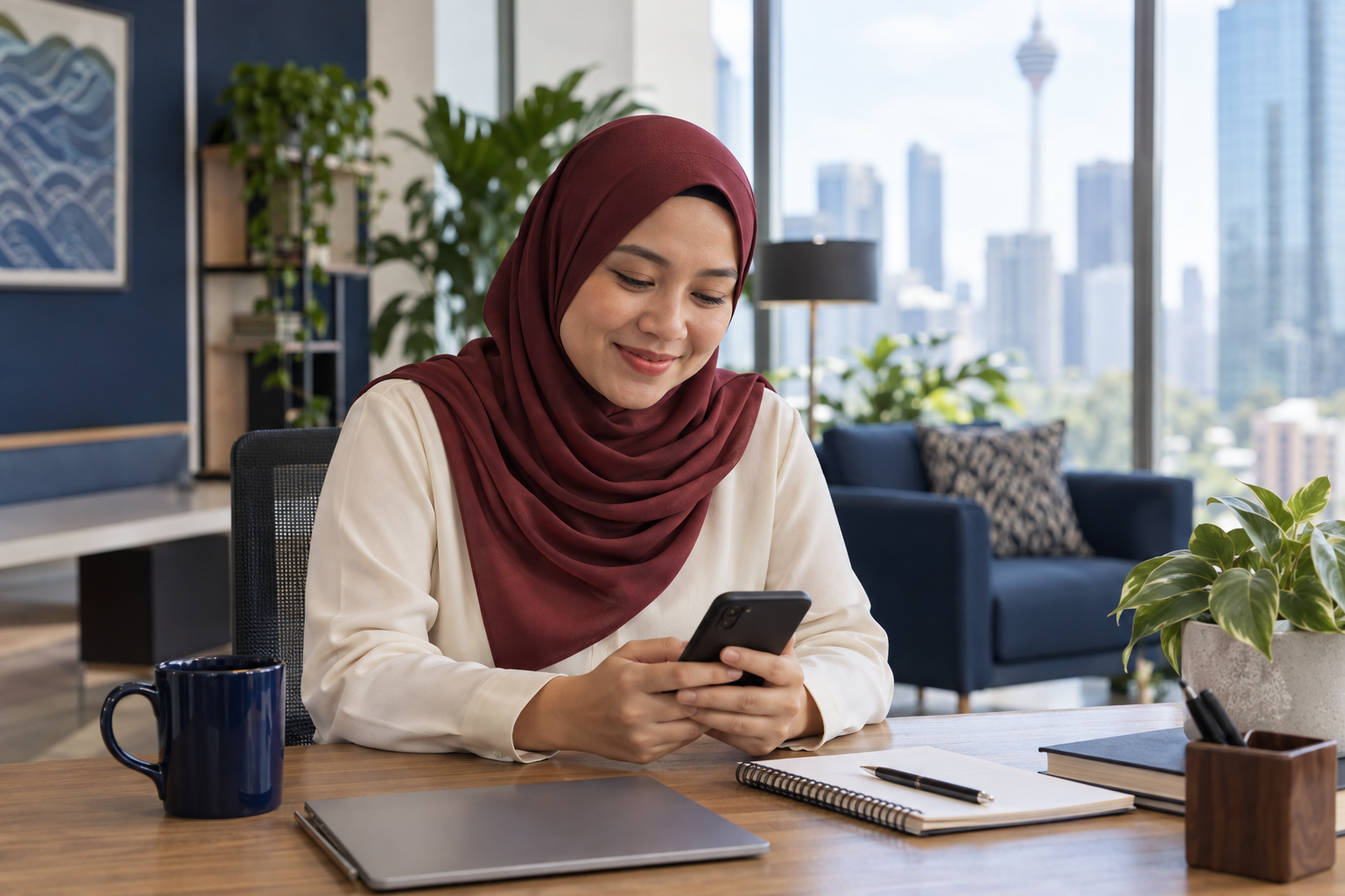 Illustrative mobile messaging to connect with HR